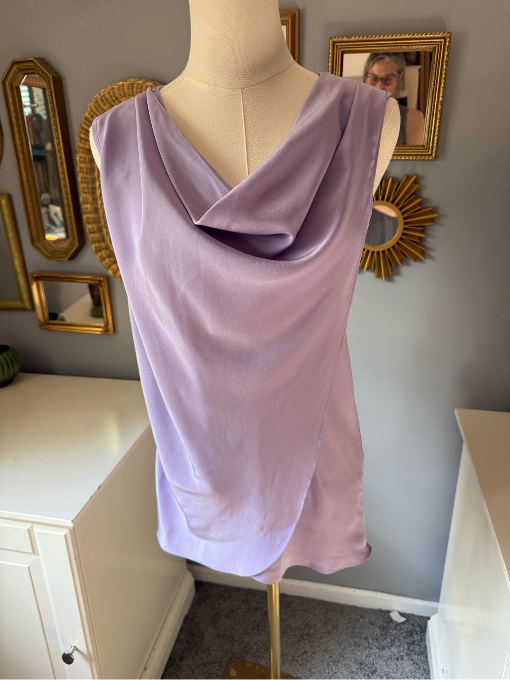 Amanda Uprichard Lilac Silk Tank With Cowl Neck-Medium